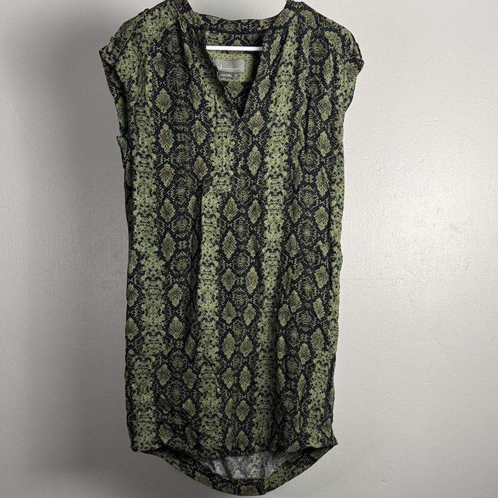 Anthropologie green snake skin Patterned Women's tunic Dress